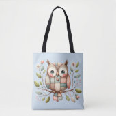 Patchwork-Eule im märchenhaften Wald Tasche (Vorderseite)