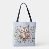 Patchwork-Eule im märchenhaften Wald Tasche (Rückseite)