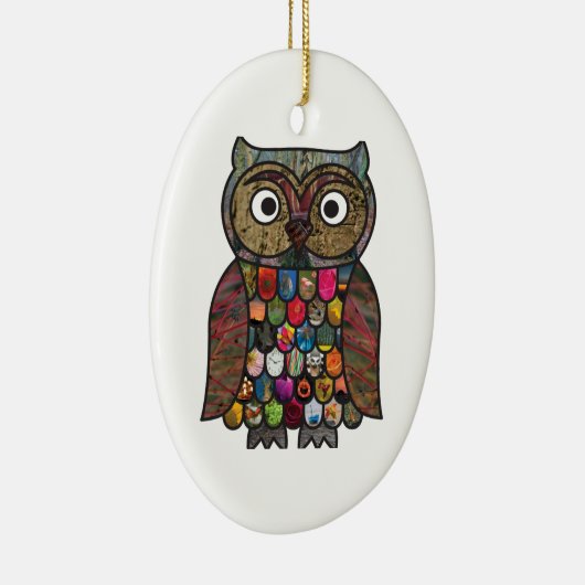 Patchwork-Eule Keramikornament (Rechts)