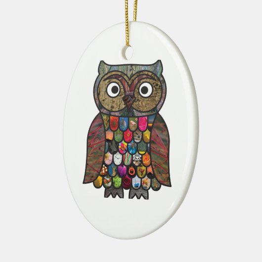 Patchwork-Eule Keramikornament (Links)
