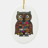Patchwork-Eule Keramikornament (Vorne)