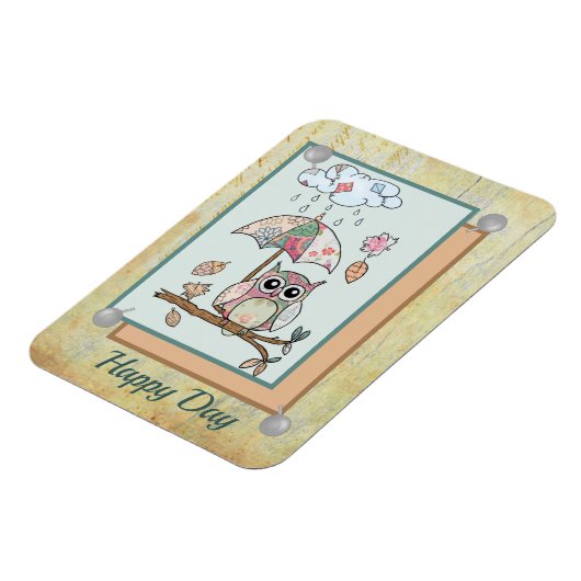 Patchwork-Eule Magnet (Linke Seite)