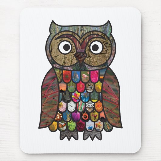 Patchwork-Eule Mousepad (Vorne)