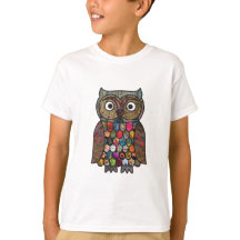 Patchwork-Eule scherzt T - Shirt