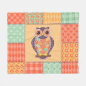 Patchwork-Eule Vintage Nahtloses Muster Fleecedecke (Vorderseite (Horizontal))