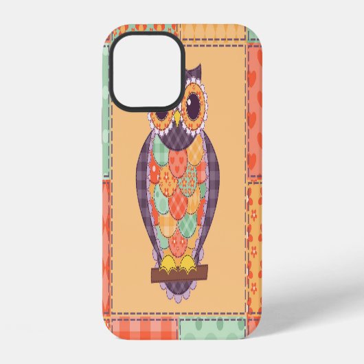 Patchwork-Eule-Vintage-Nahtloses Muster iPhone Hülle (Rückseite)