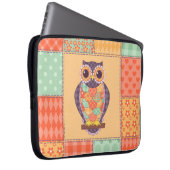 Patchwork-Eule-Vintage-Nahtloses Muster Laptopschutzhülle (Vorne Rechts)