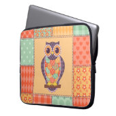 Patchwork-Eule-Vintage-Nahtloses Muster Laptopschutzhülle (Vorderseite Links)