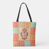 Patchwork-Eule-Vintage-Nahtloses Muster Tasche (Rückseite)