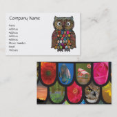 Patchwork-Eule Visitenkarte (Vorne/Hinten)