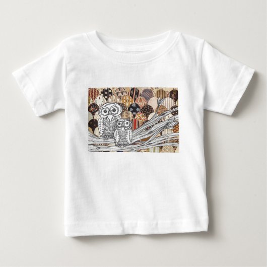 Patchwork-Eulen 2 Baby T-shirt (Vorderseite)