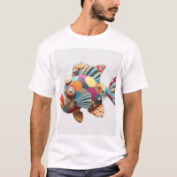 Patchwork Fabric Fish mit Muscheln