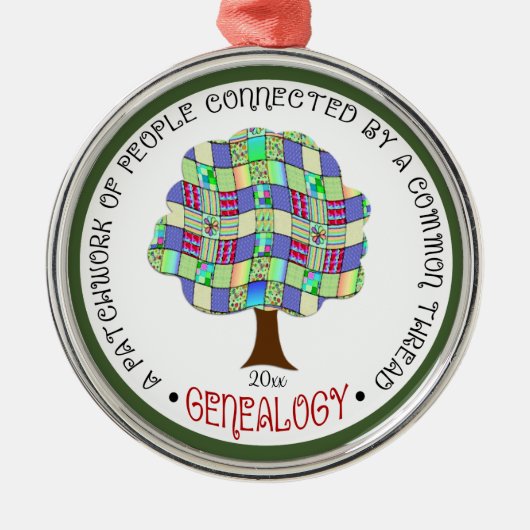 Patchwork Family Tree Genealogie Geschenk Elegant Ornament Aus Metall (Vorne)