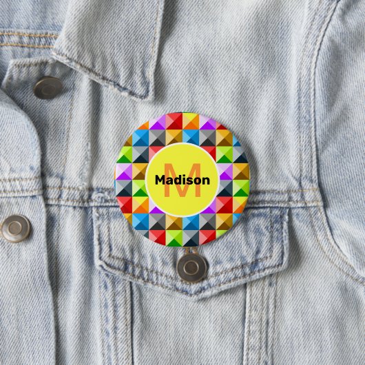 Patchwork Farbiges geometrisches Monogramm Button (Beispiel)