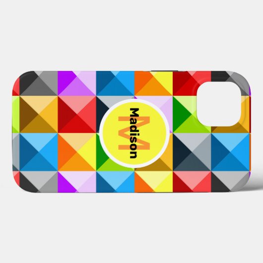 Patchwork Farbiges geometrisches Monogramm Case-Mate iPhone Hülle (Rückseite (Horizontal))