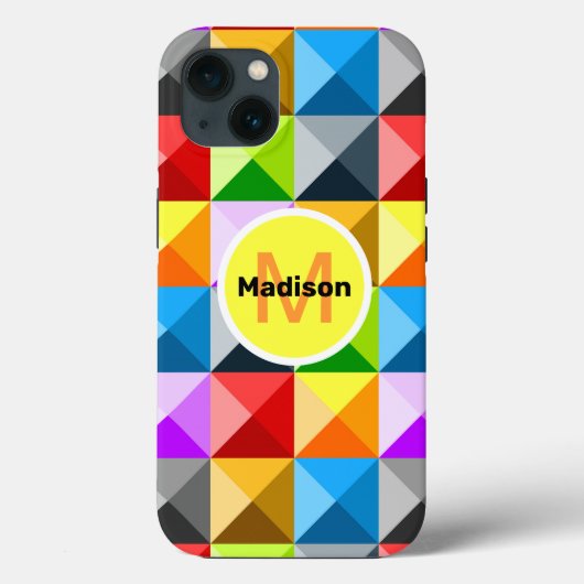 Patchwork Farbiges geometrisches Monogramm Case-Mate iPhone Hülle (Rückseite)