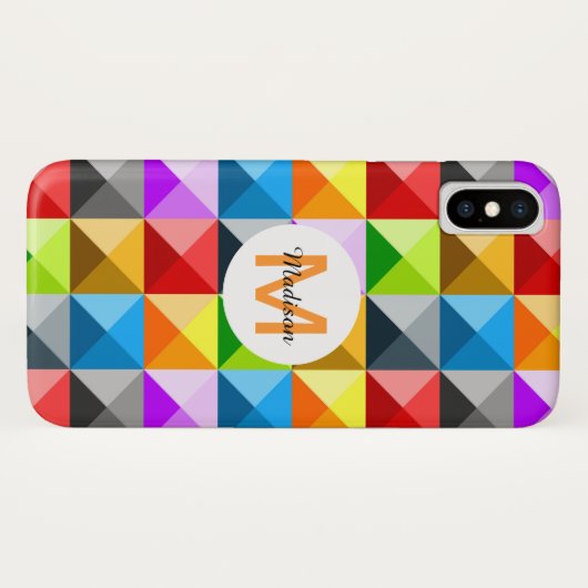 Patchwork Farbiges geometrisches Monogramm Case-Mate iPhone Hülle (Rückseite (Horizontal))