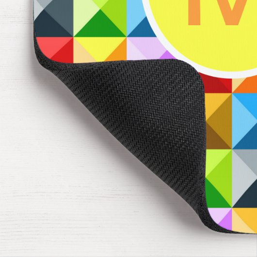 Patchwork Farbiges geometrisches Monogramm Mousepad (Ecke)