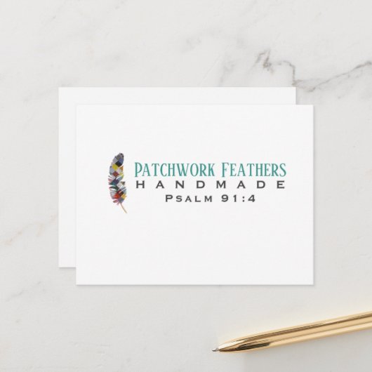Patchwork Federn Blanko Postkarte (Vorderseite/Rückseite Beispiel)