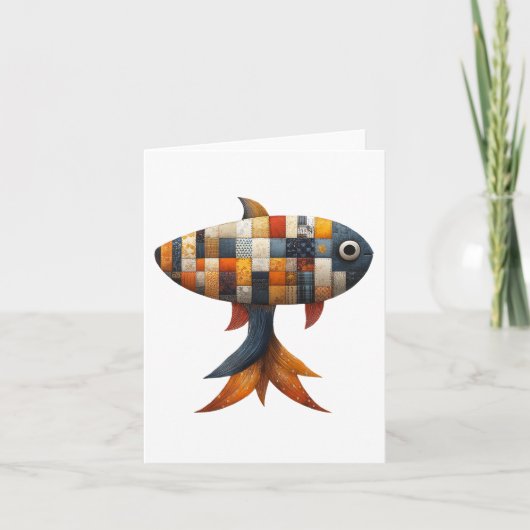 Patchwork Fish Greetings Card Dankeskarte (Vorderseite)