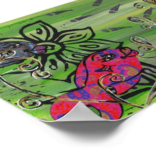 Patchwork Fish Print Poster (Ecke)