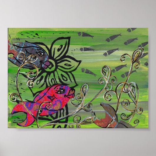 Patchwork Fish Print Poster (Vorne)