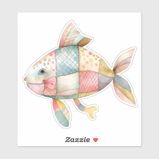 Patchwork Fish Sticker (Blatt)