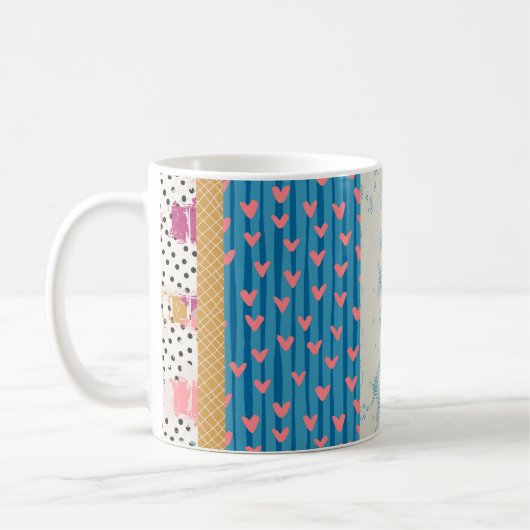 Patchwork-Fliesen Nahtloses Muster Kaffeetasse (Links)