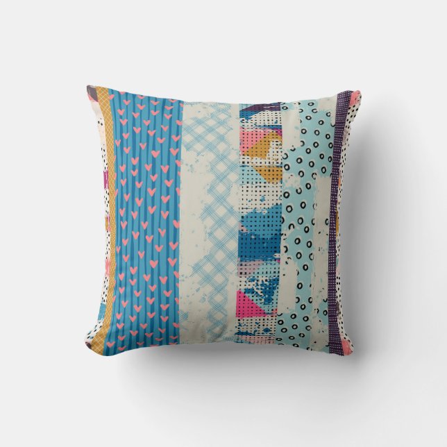 Patchwork-Fliesen Nahtloses Muster Kissen (Vorderseite)