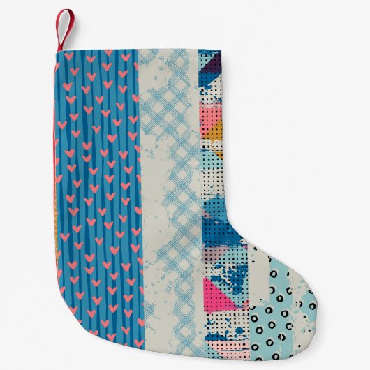 Patchwork-Fliesen Nahtloses Muster Kleiner Weihnachtsstrumpf (Vorderseite)