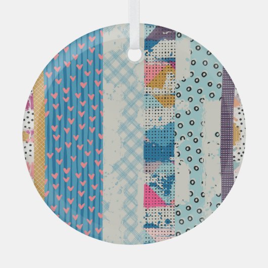 Patchwork-Fliesen Nahtloses Muster Ornament Aus Glas (Vorderseite)