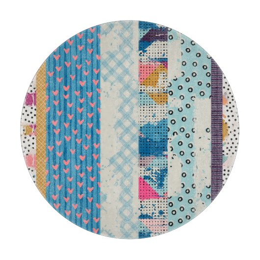 Patchwork-Fliesen Nahtloses Muster Schneidebrett (Vorderseite)