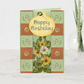 Patchwork Floral Birthday Karte (Vorderseite)