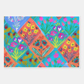 Patchwork Floral bouquet Wrapping Paper Geschenkpapier Set (Vorderseite 3)