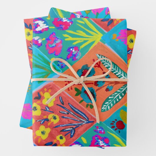 Patchwork Floral bouquet Wrapping Paper Geschenkpapier Set (Beispiel)