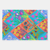 Patchwork Floral bouquet Wrapping Paper Geschenkpapier Set (Vorderseite)