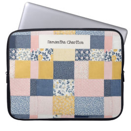 Patchwork Floral Personalisiert Rustikale Blume Laptopschutzhülle