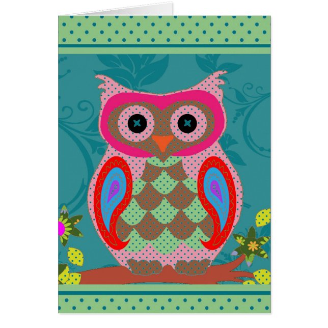 Patchwork Folk Art Owl and Dots (Vorne)