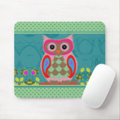 Patchwork Folk Art Owl and Dots Mousepad (Mit Mouse)
