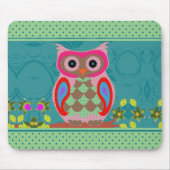 Patchwork Folk Art Owl and Dots Mousepad (Vorne)