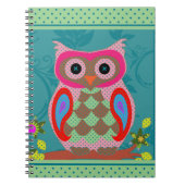 Patchwork Folk Art Owl and Dots Notizblock (Vorderseite)