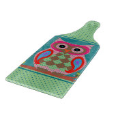 Patchwork Folk Art Owl and Dots Schneidebrett (Ecke)