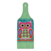 Patchwork Folk Art Owl and Dots Schneidebrett (Vorderseite)