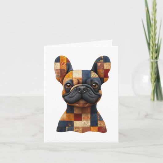 Patchwork French Bulldog Greetings Card Dankeskarte (Vorderseite)