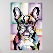 Patchwork Frenchie Geometric Neon French Bulldog Poster (Vorne)