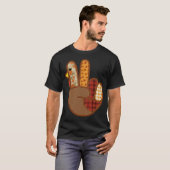 Patchwork-Friedenszeichen Truthahn Hand Thanksgivi T-Shirt (Vorne ganz)