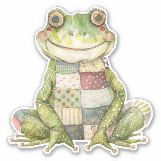 Patchwork Frosch Sticker (Vorderseite)
