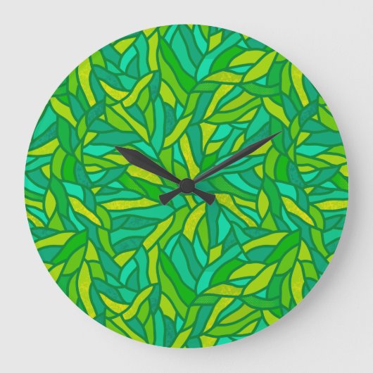 Patchwork für Blätter Große Wanduhr (Vorderseite)