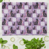 Patchwork für lila kosmische Katzen Geschirrtuch (Gefaltet)