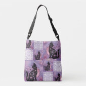 Patchwork für lila kosmische Katzen Tragetaschen Mit Langen Trägern (Rückseite)